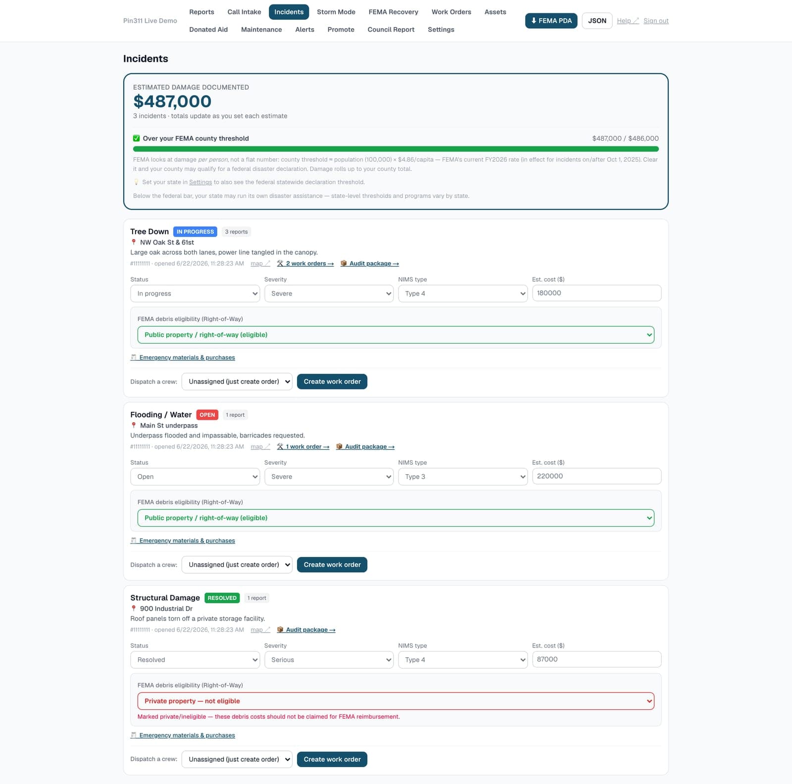 Incidents + ROW eligibility