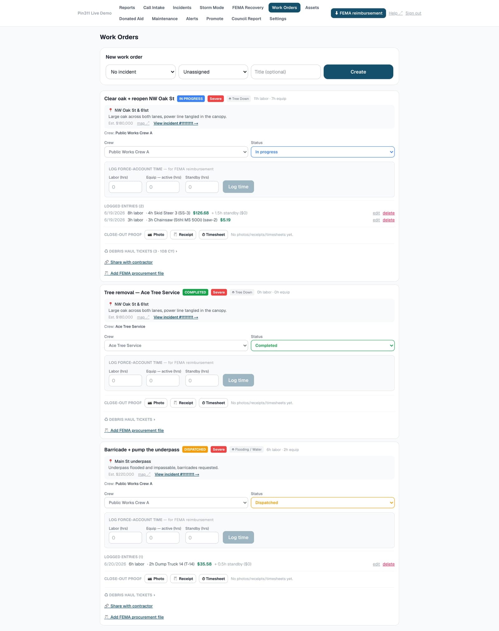 Work orders + force-account